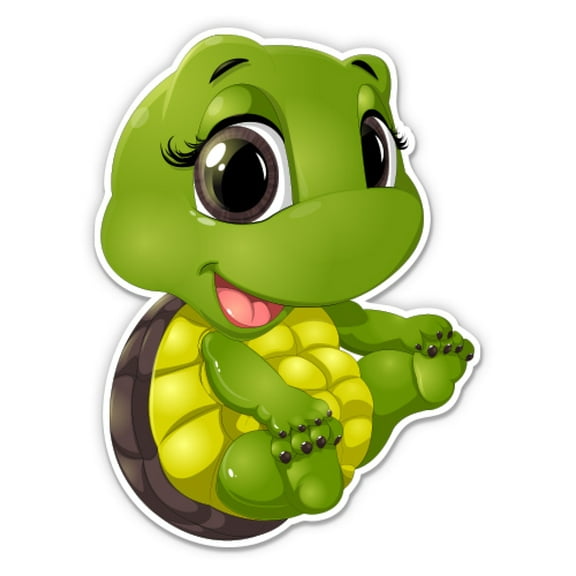 Cute Little Baby Turtle - 3" Vinyl Sticker - For Car Laptop Water Bottle Phone - Waterproof Decal