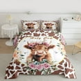 thumbnail image 2 of Homewish Kawaii Highland Cattle Bedding Comforter Set, Fashion Brown Cow Print Twin Comforter Sets, Romantic Rose Floral Reversible Bedding Set, Luxury Bedroom Decor, 2pcs, 2 of 8