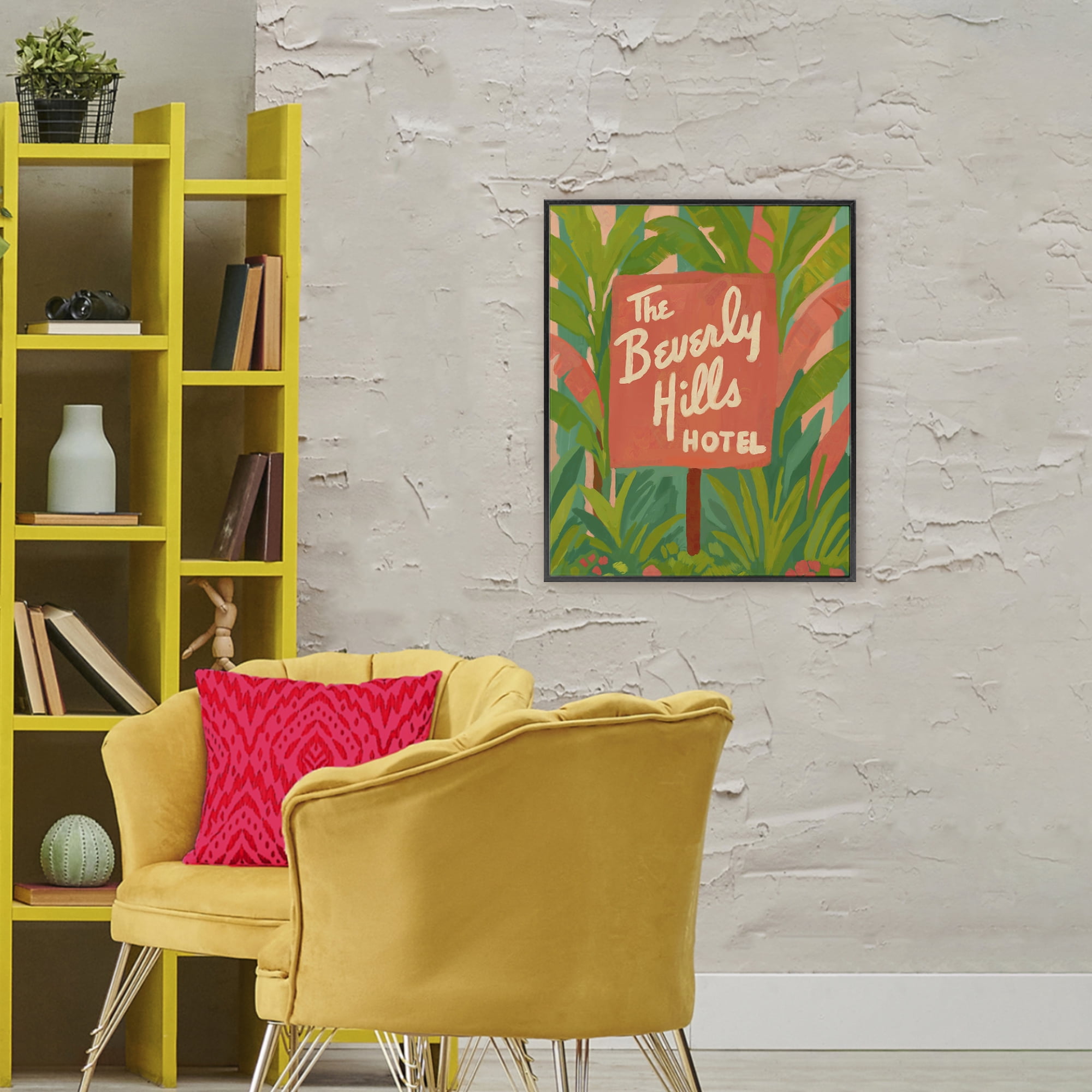 Stupell Industries Tropical Beverly Hills Hotel Black Framed Giclee Art, design by Amelia Noyes