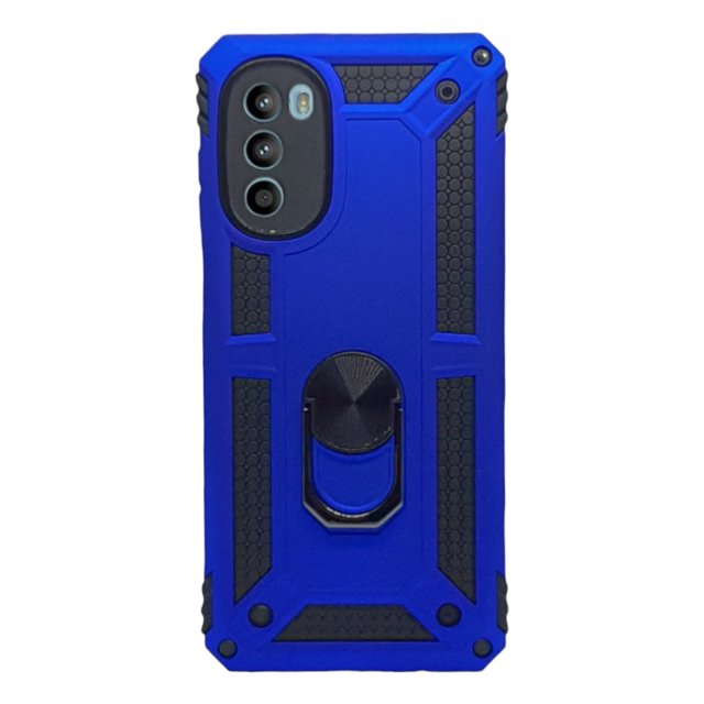 Funda Uso Rudo con Anillo Magnético Cely Vesmir Para Motorola G52 Azul Rey con 2 Micas de Cristal