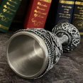 thumbnail image 2 of Cáliz de caballero vikingo medieval, copa de vino, copa de metal gótica, recipiente para beber con anillo de goteo de vino para rey, 2 of 5