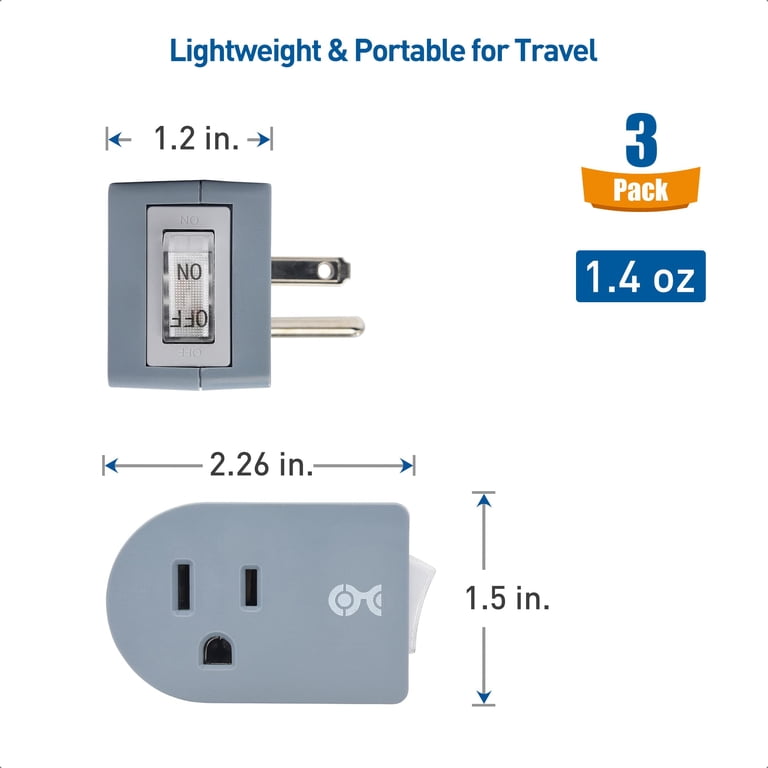 Cable Matters [ETL Listed] 3 Pack Grounded Outlet with ON Off Switch
