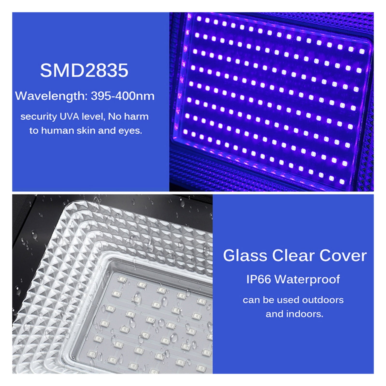 50W 100W LED UV Floodlight Halloween Party Ambient Light 395nm 400nm IP66 Waterproof Ultraviolet Fluorescent Stage Lamp ,Save Energ
