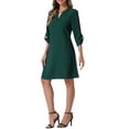 thumbnail image 4 of INSPIRE CHIC Women's Casual V Neck Roll-Up Sleeve Tunic Beach Cover Up Shift Dress, 4 of 5