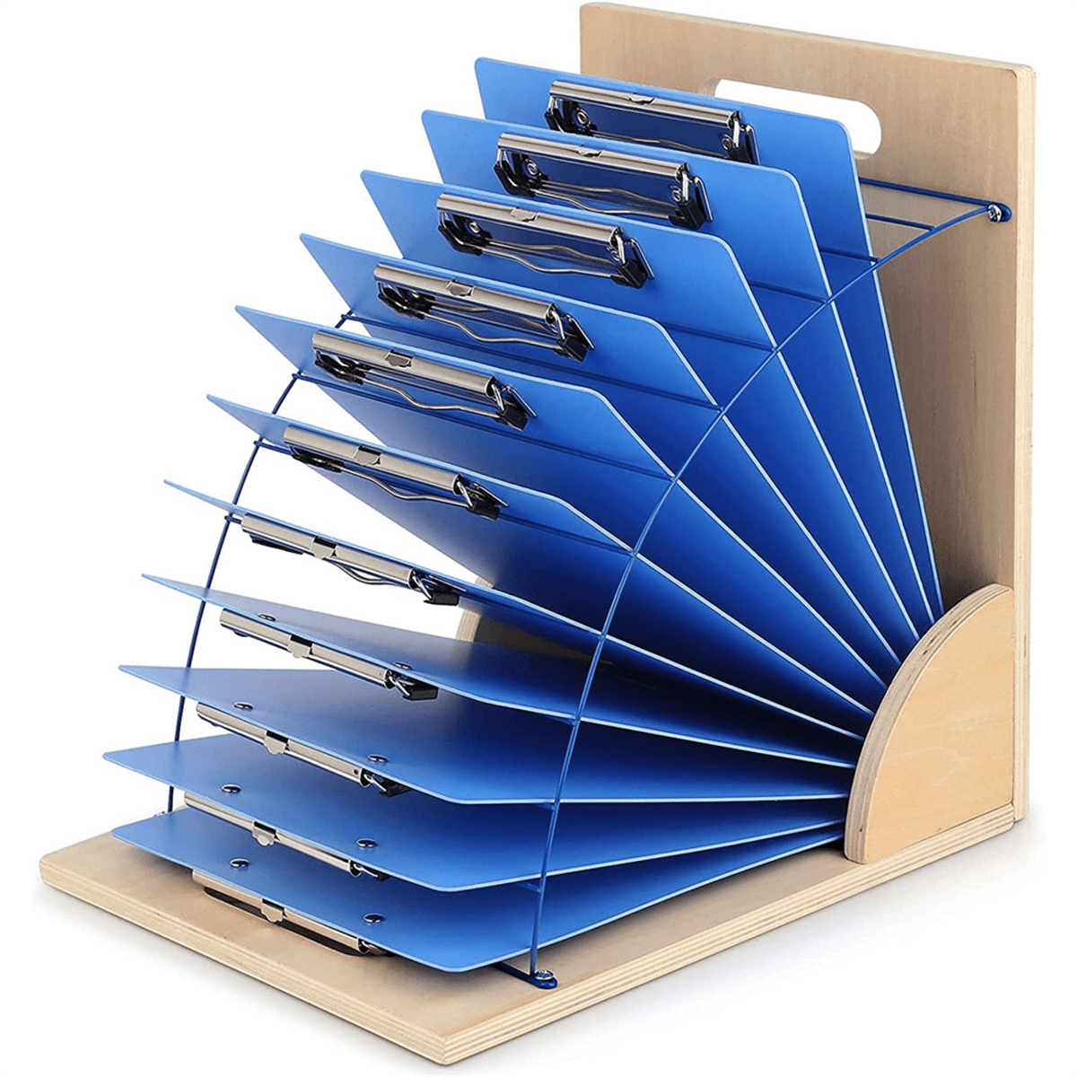 Clipboard Holder, Clipboard Storage Rack Wooden Clipboard Holder with Sturdy Metal Shelf Organizer for Classroom Office