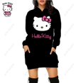 thumbnail image 1 of Nouveau Chandail à Capuchon Léopard Hello Kitty Femme Simple Col Rond Polyvalent Chandail Long Bureau Décontracté Ample Chandails à Capuchon Robe d'Automne, 1 of 7
