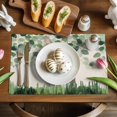 thumbnail image 5 of Easter Rabbit Placemats Set of 8, Spring Watercolor Bunny Leaf Grass Linen Texture Heat Insulated Linen Place Mats, Washable Stain-Proof Table Mats for Dining Tables Holiday Decor 13x19 Inches, 5 of 9