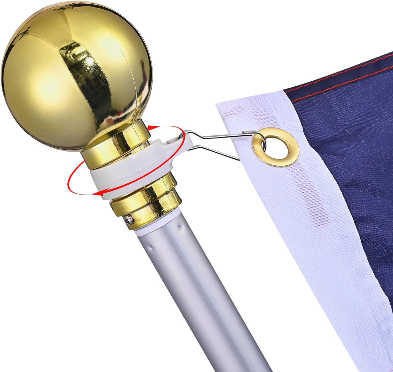 8 Ft Telescoping Indoor Flagpole Kit w/Ball Base Aluminum 3x5 Ft US Flag 2 Pack
