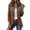 Brown, variant on Women's Ruffle Jacket Lapel Double Breasted Open Front Print Cardigan Fashion Vintage Causal Outwear (M, Beige)