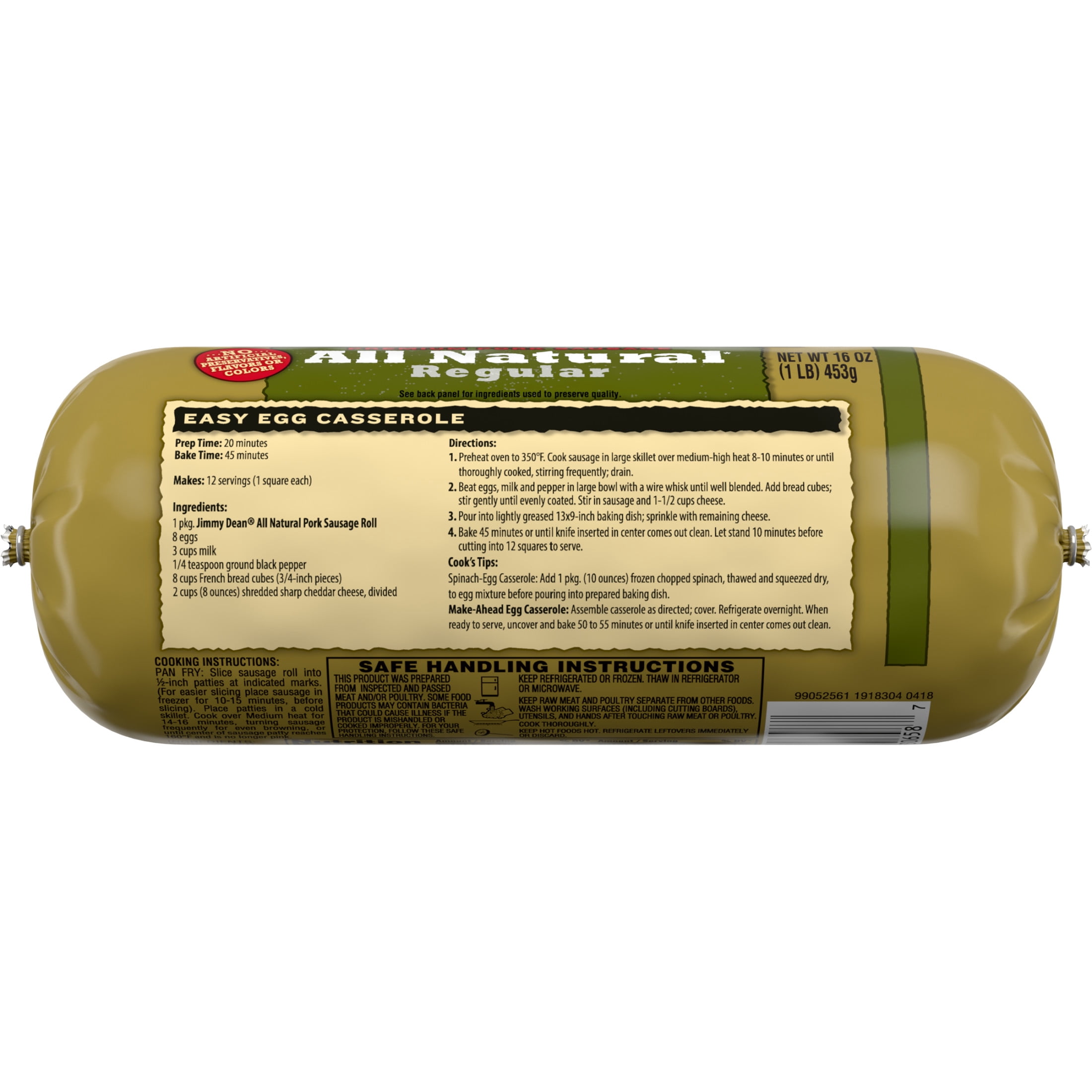 Jimmy Dean All Natural Pork Sausage Roll, 16 oz
