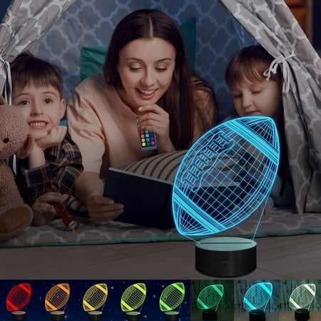

HALJEN Christmas Outdoor Lights Projector That Move American Football Gifts Night Light Kids 3D American Football Night Light Optical Lamp Colorful Changing Remote for Sport Fan