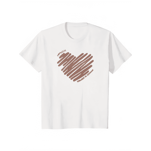 Women's Casual Short Sleeve T-Shirt with Left Chest Red Heart Design - Relaxed Fit Round Neck, Nontransparent Material, Ladies T Shirts Womenswear Tshirt Shortsleeve Collar Comfort Summer Knit Fabric
