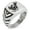 Silver, variant on Stainless Steel Yata Crow Kamon Crest Chevron Pattern Biker Style Polished Ring