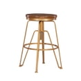 thumbnail image 6 of Linon Farhart 25"-29" Adjustable Height Round Backless Swivel Bar Stool, Matte Gold/Aged Walnut, 6 of 12