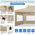 thumbnail image 5 of SANOPY Heavy Duty 10'x 30' Pop up Canopy, Commercial Canopy, Waterproof Outdoor Party Tent, Instant Wedding Canopy with 8 Removable Sidewalls, Carrying Bag, 147Ibs, Khaki, 5 of 7