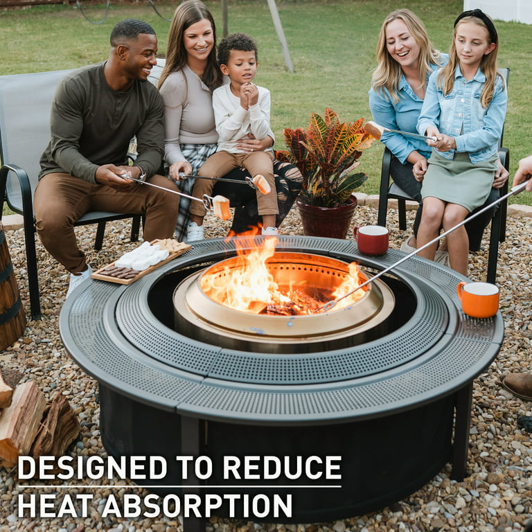 Solo Stove Fire Pit Surround Tabletop, Small  Elevation for Ranger and  Bonfire Wood burning Outdoor Fire Pit, Powder-Coated Steel/ UV-Resistant  Outdoor Fabric, Dimensions (HxDia): 20 x 42 in, Black 
