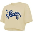 thumbnail image 2 of Women's Majestic Threads Juan Soto Cream New York Mets Boxy Crop Top, 2 of 3