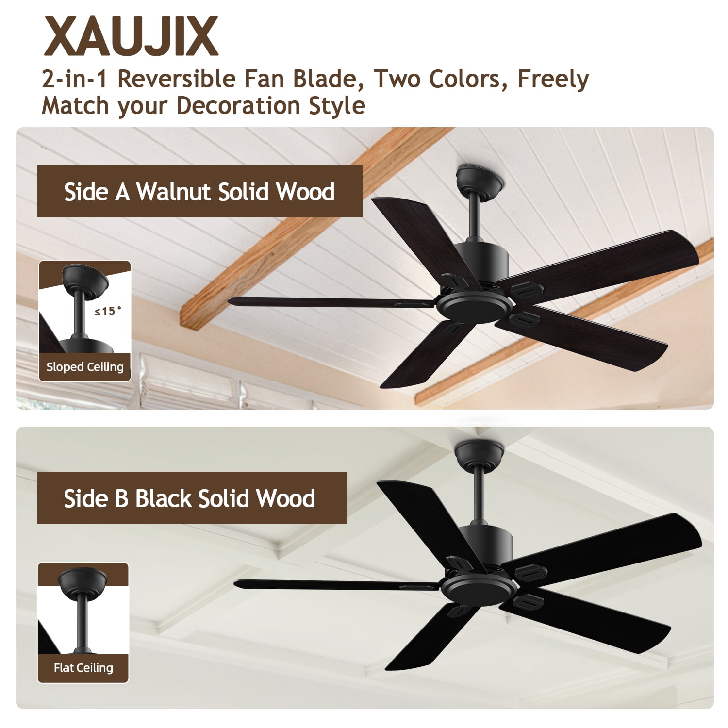 LANHAI 52 inch Modern Downrod Mount Bedroom Ceiling Fan