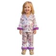 thumbnail image 2 of WOYY Newborn Girls Halloween Pajamas Satin Long Sleeve Button Down Shirt Pants Sleepwear, 2 of 4