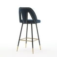 thumbnail image 5 of Akoya Collection Modern | Contemporary Velvet Upholstered Connor 28" Bar Stool & Counter Stools with Nailheads and Gold Tipped Black Metal Legs,Set of 2 (Blue), 5 of 9