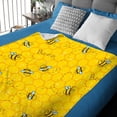 thumbnail image 2 of Honeycomb Cute Bee Yellow Throw Blanket Flannel Microfiber Luxury Warm Soft Cozy Blanket for Couch, Car, Bed Sofa Dorm Water Beds Gift Small 50x40In (Throw) Kids, 2 of 2