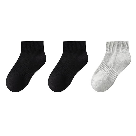 Utoimkio 3Pcs Boys Girls Cotton Crew Ankle Socks Solid Color Athletic Socks Soft Breathable Unisex School Socks for Ages 3-16 Years