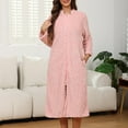 thumbnail image 4 of QNANSPI Robes for Women, Soft Women's Bathrobe, Women's Fall Winter Soft Solid Color Long Sleeve Pullover Bathrobe Zip Cardigan Outerwear Sleep Robe, 4 of 5