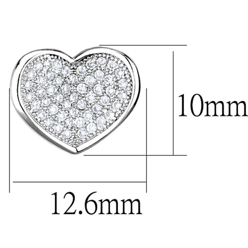 Alamode 3W668 Women Rhodium Brass Earrings with AAA Grade CZ in Clear