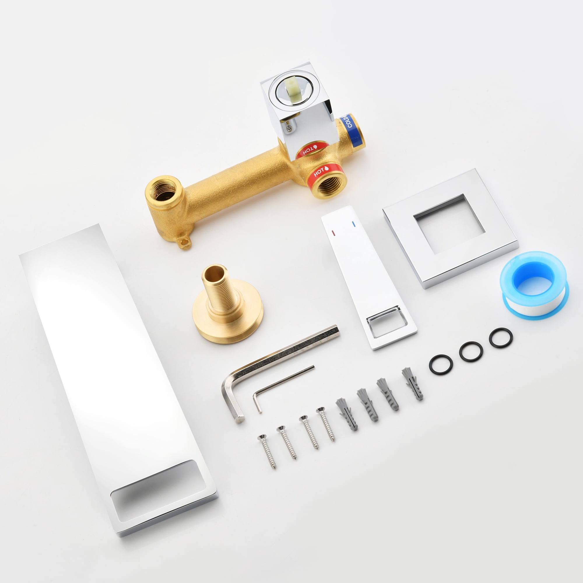 SUMERAIN Waterfall Wall Mount Bathroom Sink Faucet Single Handle Sink Faucet with Rough in Valve, Chrome