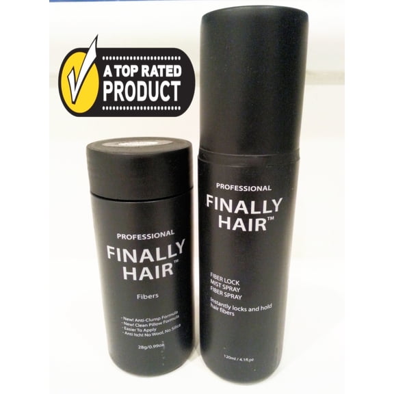 Finally Hair - Hair Fiber Concealer Kit - Black - 28 Gram/120ml