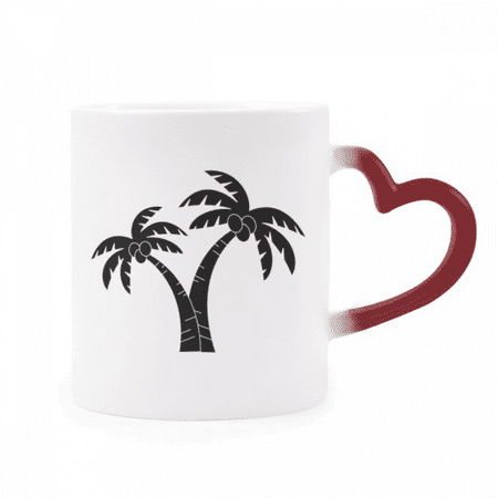 

Coconut Tree Beach Outline Heat Sensitive Mug Red Color Changing Stoneware Cup