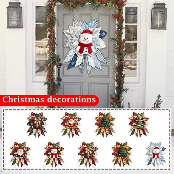 Christmas Wreath, Christmas Wreath for Front Door, Rustic Christmas Decor, Christmas Door Decorations, 16X16 Inch Quilted Embroidered Christmas Hanging Decor, Festive Seasonal