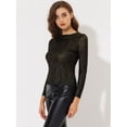 thumbnail image 3 of Camisa de manga larga Allegra K Brillante Negro Brillante XL, 3 of 5