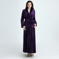 thumbnail image 3 of AOOCHASLIY Bath Robes for Women Clearance Ladies Plush Robes Solid Thicken Velvet Robe Bathrobe Gown Pajamas Sleepwear Pocket Waistband, 3 of 5