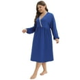 thumbnail image 3 of Xmarks Plus Size Maternity Nursing Nightgown Womens Long Sleeve V-Neck Breastfeeding Sleep Dress Long Gown for Pregnant Blue XL, 3 of 6