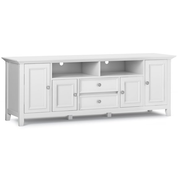 Amherst 72 inch Wide Solid Wood TV Stand in White For TVs up to 80 inches
