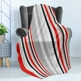 thumbnail image 4 of Vintage Soft Flannel Fleece Throw Blanket, Stripes in Different Sizes Retro Style Abstract Lines Old Fashioned, Cozy Plush for Indoor and Outdoor Use, 50" x 60", Vermilion Pale Grey, by Ambesonne, 4 of 5