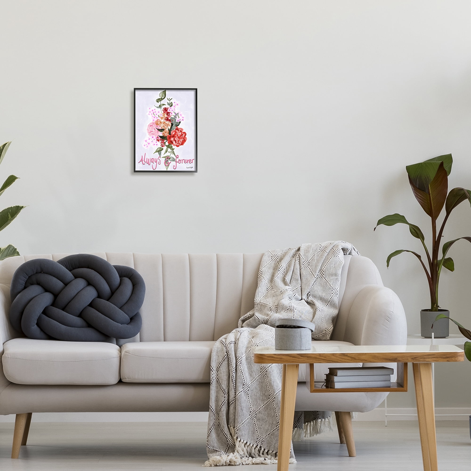 Stupell Industries Always & Forever Flowers Botanical & Floral Painting Black Framed Art Print Wall Art, 11 x 14