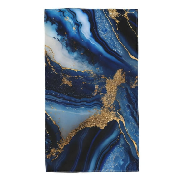 Balery Navy Blue Marble Toalla de Microfibra Premium con Estampado – 27.5x16 pulgadas, Alta Absorción, Suave y Aterciopelada, Secado Rápido