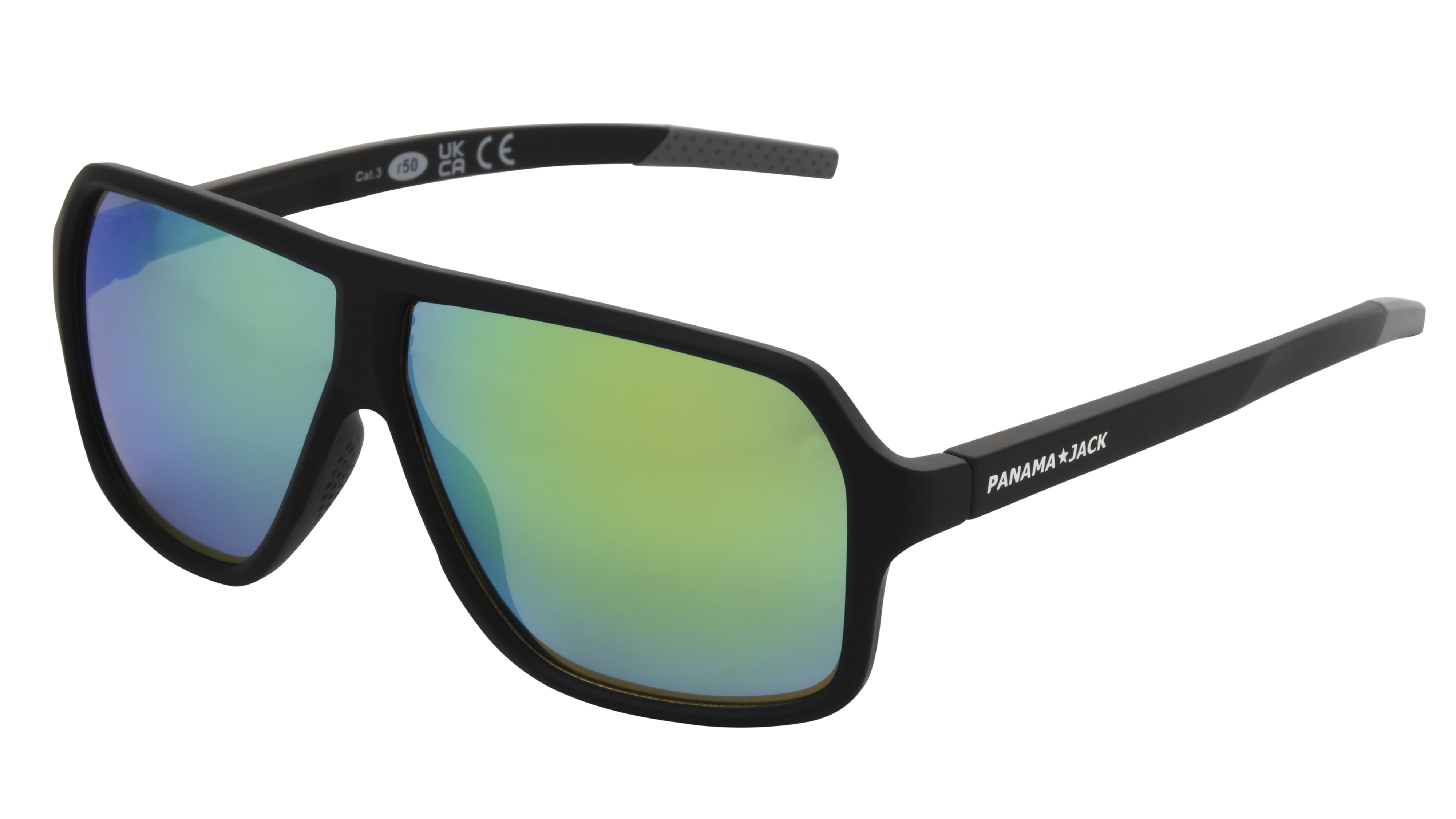 Panama Jack Men's Shield Fashion Sunglasses Black