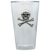 Skull and Bones Pint Glass by Heritage Metalworks