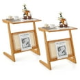 thumbnail image 1 of Patiojoy 2pcs Z-shaped Side Table w/ Rattan Shelf Glass Top End Table w/ Magazine Rack Space-saving Sofa side Bedside Table, 1 of 9