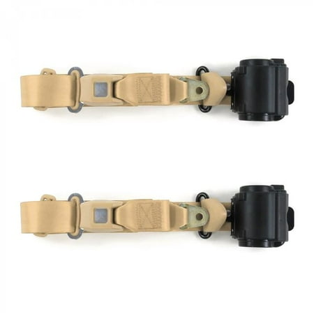 safeTboy  Tan Retractable Bucket Seat Belt Kit for 1997-2006 Jeep Wrangler & TJ Standard 3 Point - 2 Belts
