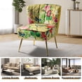 thumbnail image 6 of Relaxing Floral Side Chairs Set of 2 Upholstered Wingback Gold Legs Home Living Room Adult Mustard, 6 of 8