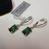 Beautiful 1.7ctw Emerald Cut Emerald Earrings Leverback Sterling Silver dangle earrings trending jewelry gifts May Birthstone