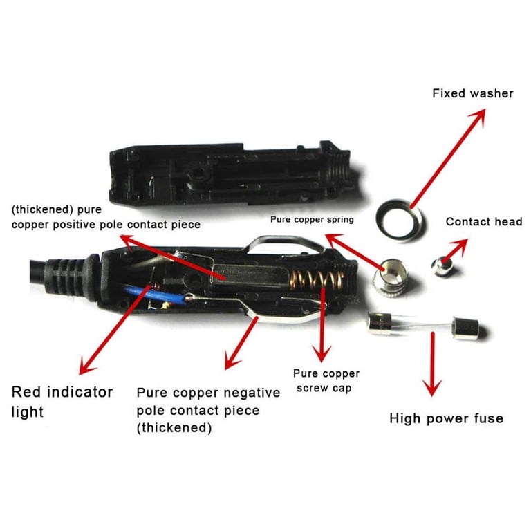 which part of cigarette lighter is positive 12V Fused Cigarette/Cigar Lighter Power Plug Connector F1S4 For Car Motor_  D1Z1
