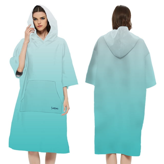 Albornoz de playa con capucha, toalla de baño, poncho, cremallera de felpa de doble cara, albornoz para cambiarse de surf