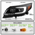 thumbnail image 4 of ACANII - For 2013-2015 Chevy Malibu Black Housing LED Tube Halogen Projector Headlights Headlamps Assembly Left+Right, 4 of 4