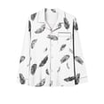 thumbnail image 4 of Womens Pajama Sets Fashion Print Long Sleeve Button Up Lapel Shirt and Pj Bottoms 2 Piece Sleepwear Pants Set (S, White 02), 4 of 6