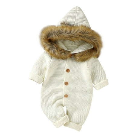 

Baby Bear Winter Full Outfit Warm knitted Hoodies Single Breasted Body Suit Warm knitted Single Breasted Bear Full Outfit Hoodies Body Suit Winter Baby for Boys Girls White 80